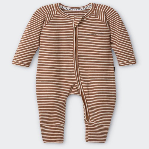 BONDS - Long sleeve onesie - Newbies Wide Needle Rib Zippy - Brown Earth / Marscapone - 0000.